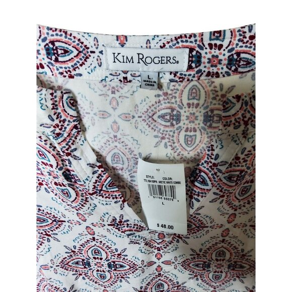 New Kim Rogers Womens Long Flared Sleeve Print Blouse Size Large - Picture 3 of 3